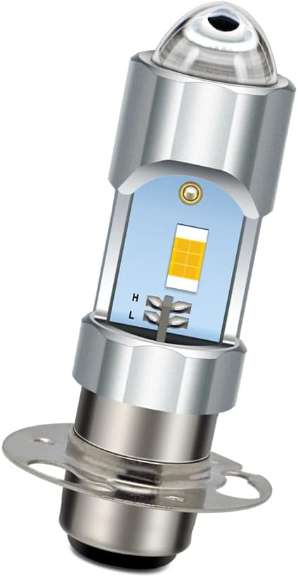 Ruiandsion P30D LED Motorcycle Light Yellow 3570 2SMD Chipset 6V Non Polarity Built-in Driver High/Low Beam LED Bulb for Motorbike Lamp Pack Of 1