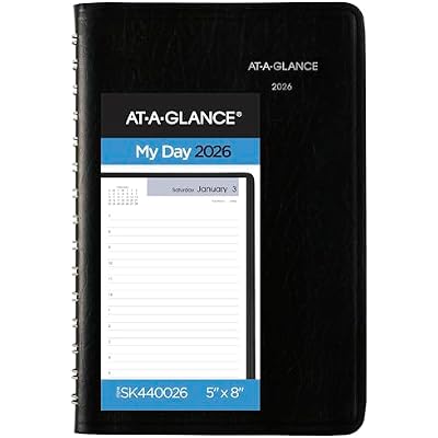 AT-A-GLANCE 2026 Appointment Book Planner, Daily, 5 x 8, Small, Hourly, DayMinder, Black SK440026