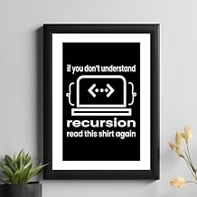 Master Flame Developer Coder Programmer Themed Aesthetic Wall Art Poster for Living Room, Home & Wall Decor Frame/Frameless (Understand Recursion CPP- (32), A4 FRAMED)