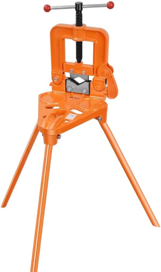 Pipe Table Vice with Tripod Stand,Heavy-Duty Gantry Pipe Vise,45# Steel Forged Quenched Jaws, 0.4"-4.3" Grip, Anti-Slip Steel-Cast Handle, For Pipe/Wood/Iron Processing