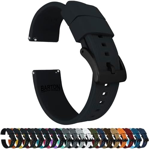 BARTON Elite Silicone Watch Bands - Quick Release - Choose Strap Color & Buckle Color (Stainless Steel, Black PVD or Gunmetal Grey) - 18mm, 20mm, 22mm & 24mm Watch Straps