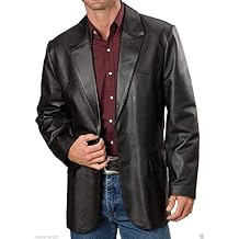 Men's Leather Slim Classic Leather Blazer Lambskin Sport Jacket Blazer Stylish Evening Coats(Black)