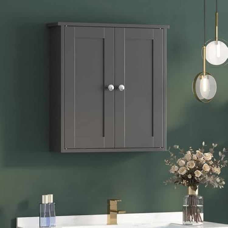 Black Bathroom Wall Cabinet,Medicine Cabinet Over Toilet,Bathroom Cabinet Wall Mounted with Shelves,Surface Mount Medicine Cabinet for Laundry Room,Kitchen,Storage Cabinet 22x23
