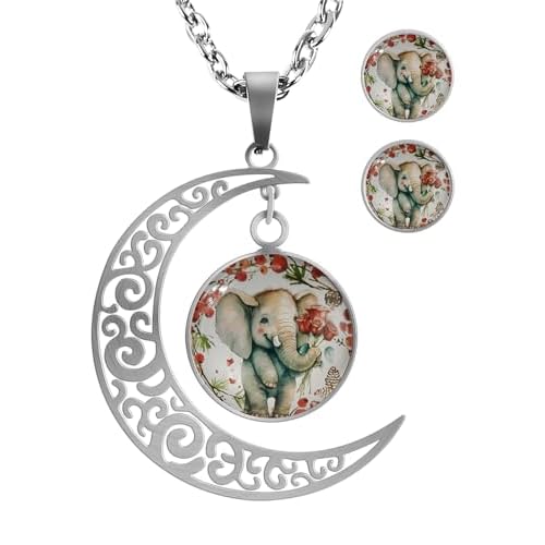 XUTAI Custom Vintage Glamour Moon Glass Necklace Stud Earring Jewelry Suit for Womens Mom