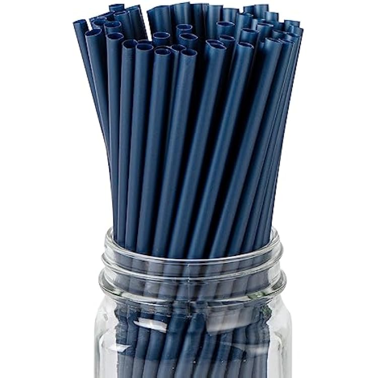 Restaurantware-Basic Nature 8.3 Inch Disposable Straws, 100 Sustainable Straws - Sturdy, Wont Alter Flavors, Midnight Blue PLAPBAT Straw, For Hot And Cold Drinks