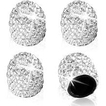 ZIMISI 4PCS Crystal Rhinestone Tire Valve Caps, Dustproof Tire Valve Stem Caps, Handmade Wheel Valve Stem Covers, Bling Car Accessories for Cars, SUVs, Bike, Trucks, Motorcycles (White)