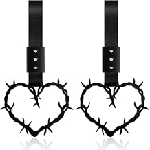 Fabbay 2 Pieces Heart Handle Keychains Car Accessory Heart Hand Strap Drift Charm for Car Interior Exterior Decoration(Black,Thorns Style)