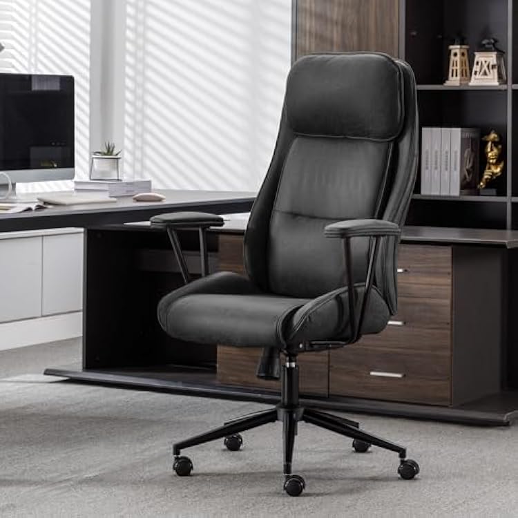 High Back Office Desk Chair,Ergonomic Reclining Office Chair,Modern Swivel Computer Chair,Conference Room Chairs,Black Leather Chair with Lumbar Support,330lbs