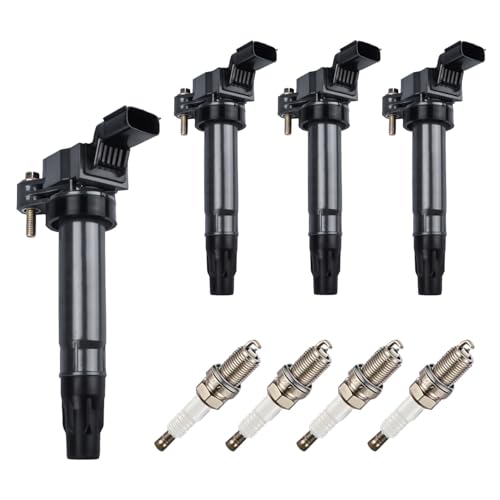 Ignition Coil Pack UF725 and Iridium Spark Plugs Set of 4 Compatible with Chevrolet 2013 2014 2015 Spark 1.2L L4, For C1846 96983945