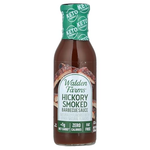 Walden Farms Hickory Smoked BBQ Sauce Zero Calorie, Sugar Free, Keto & No Carb Gourmet Marinade for Chicken, Ribs, Pork & More 12 oz Bottle