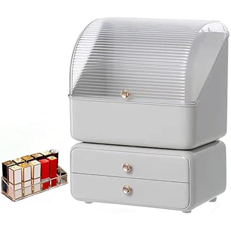 YZRYXHWL Makeup Organizer And Storage Dustproof And Waterproof Makeup Storage Box Cosmetic Display Box Suitable For Countertop Bathroom Dressing Table Bedroom white 1
