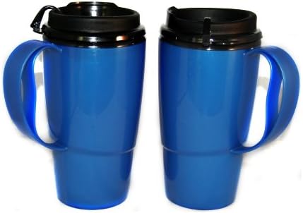 2 Insulated ThermoServ Coffee Mugs 16 oz. Blue