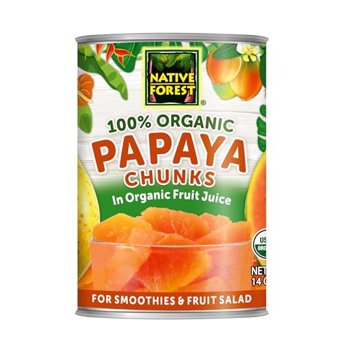 Native Forest Organic Papaya Chunks in Fruit Juice - Papaya Can, Canned Organic Fruit, For Smoothies and Fruit Salad, Non-GMO, Vegan - 14 Ounce Pack of 6