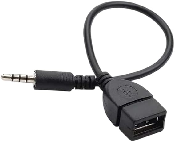 Black USB to AUX Adapter Cable,3.5mm Male AUX Plug to USB 2.0 Female Converter Adapter Cable Cord for Car Aux Port 20cm/8-inch Length Black OTG Adapter Accessories