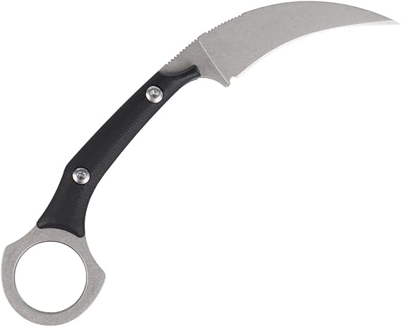MASALONG kni224 Small mini Edc Fixed curve claw knife (white stone wash)