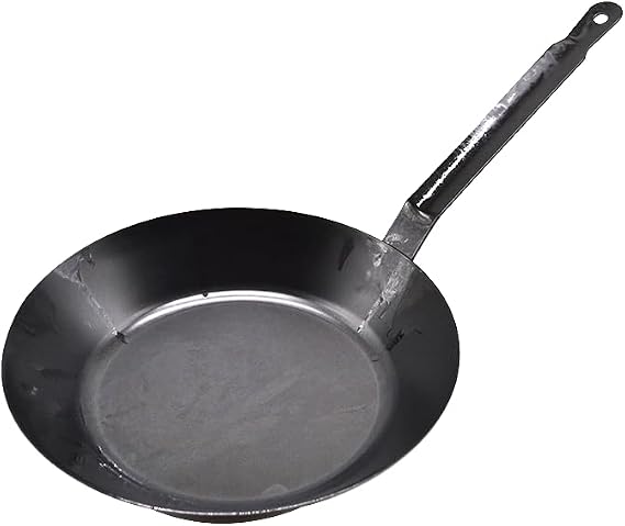 1 Pack Black Carbon Steel Frying Pan, 9 Inch, Heavy Gauge, Non-Stick Chemical-Free Coating, No Rivet Welded Handle