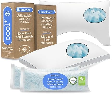 Coop Home Goods Cool+ Crescent Pillow and Cool+ Pillow Queen Bundle