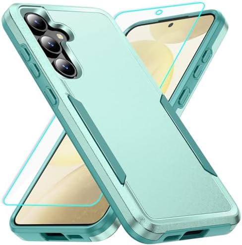 for Galaxy S24 case with Screen Protection: Heavy Duty Protective Shockproof and Scratch Proof Cell Phone case for Samsung Galaxy S24-Green