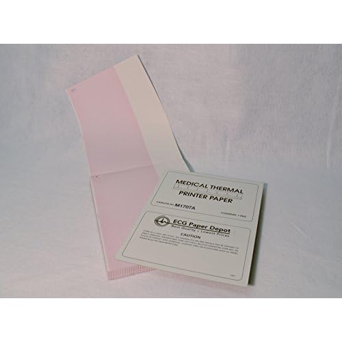 M1707A ECG Paper Depot Chart Paper, 5 Packs Per Case, Z-Fold, Size 8.5 x 11 200 Sheets, Grid Color Red