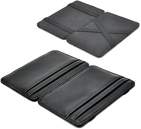 Slim Pocket Wallet with Magic Money Clip & Card Holders, Genuine Leather