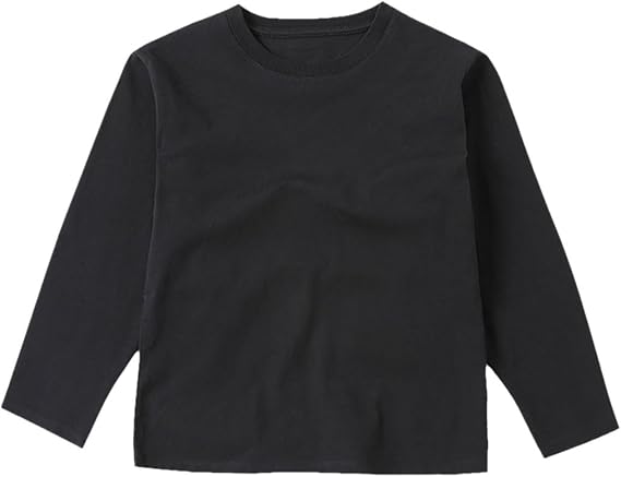 Toddler Baby Boy Girl Long Sleeve T-Shirt Solid Color Crewneck Casual Shirt Clothes Basic Bottom Tops Tee