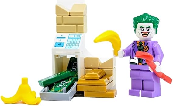 LEGO DC Superheroes: Joker Minifigure with Pink Suit and Crowbar and ATM