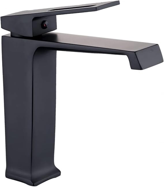 Waterfall Bathroom Faucet, G1/2 Single Lever Basin Faucet, Hot & Cold Waterfall Faucet for Bathroom Sink-Black