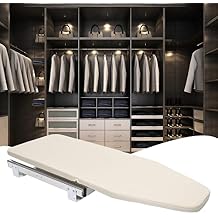 Wall-Mounted Ironing Board, Foldable Laundry Iron Board, Cabinet Retractable Pull Out Ironing Station, Swivel Ironing Board with Ironing Board Cover for Home, Apartment & Laundry Room (Khaki)