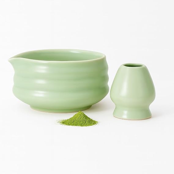 Ceramic Chawan Matcha Tea Foaming Bowl and Whisk Matcha Holder mt216