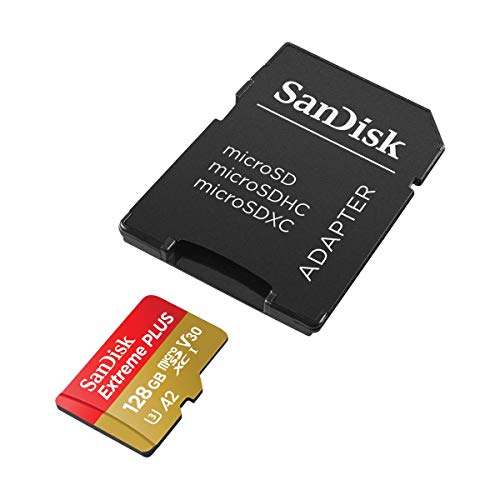 SanDisk Extreme Plus microSDXC UHS-I Card with Adapter, 128GB, SDSQXBZ-128G-ANCMA