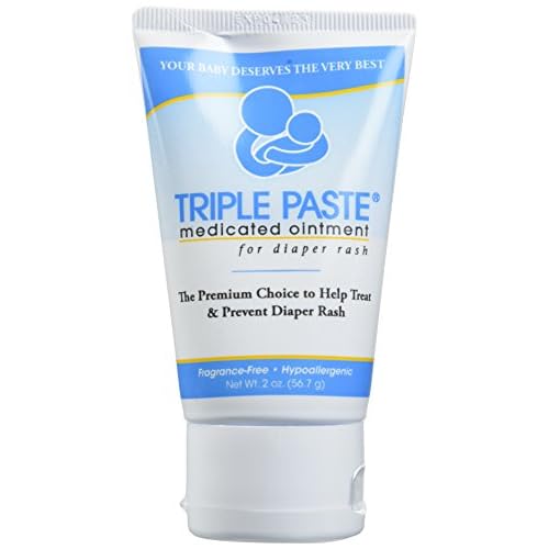 Triple Paste Diaper Rash Cream, Hypoallergenic Medicated Ointment for Babies, 2 oz Pack of 3