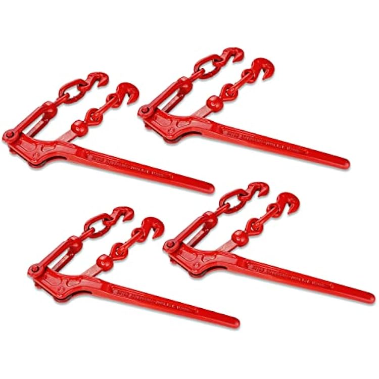 ENJ 4 Pack Lever Load Binder with 2 Grab Hooks, for 516 Or 38 Grade 70 Transport Chain, Lever Binder with 5,400 Pound Working Load Limit,