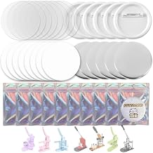 200 Sets 58mm / 2.25 in (Approx. 2-1/4 inch) Button Making Supplies for Your Round Button Maker Machine, Including Metal Covers, Plastic Back Covers, Clear Plastic Film, Blank Paper & Holographic Bags
