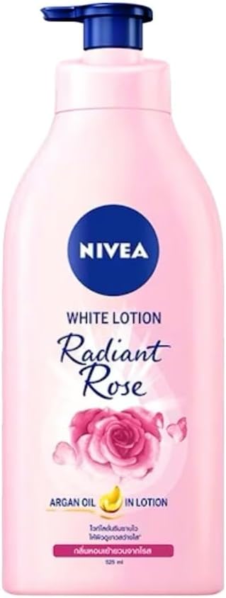 Nivea Body Radiant Rose White Lotion, 525ml, Whitening with Rose Extract and Argan Oil