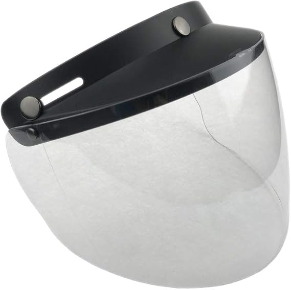 WANCAR Standard 3-Snap Button Universal Visor for Open Face Motorcycle Helmet Wind Shield Flip Up Down(Clear)