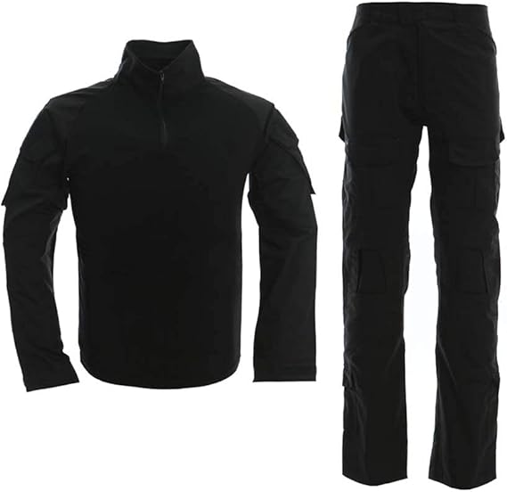 LANBAOSI Men's 1/4 Zip Military Uniform Tactical Combat Shirt & Pants Set