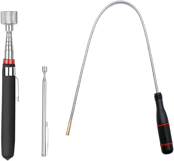 3 Pack Telescoping Magnet Pick-up Tool Set - Retrieving Telescoping Magnet Pickup Tools,Extendable Magnetic Pick Up Tools,Bendable Spring Magnet Stick