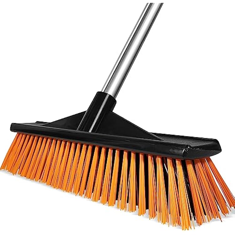 18 Heavy Push Broom for Outdoor Floor Cleaning Heavy Duty Outdoor Broom with 54 Long Handle,Outdoor Broom for Deck,Driveway,Garage,Yard,Deck,Patio,Warehouse,Concrete