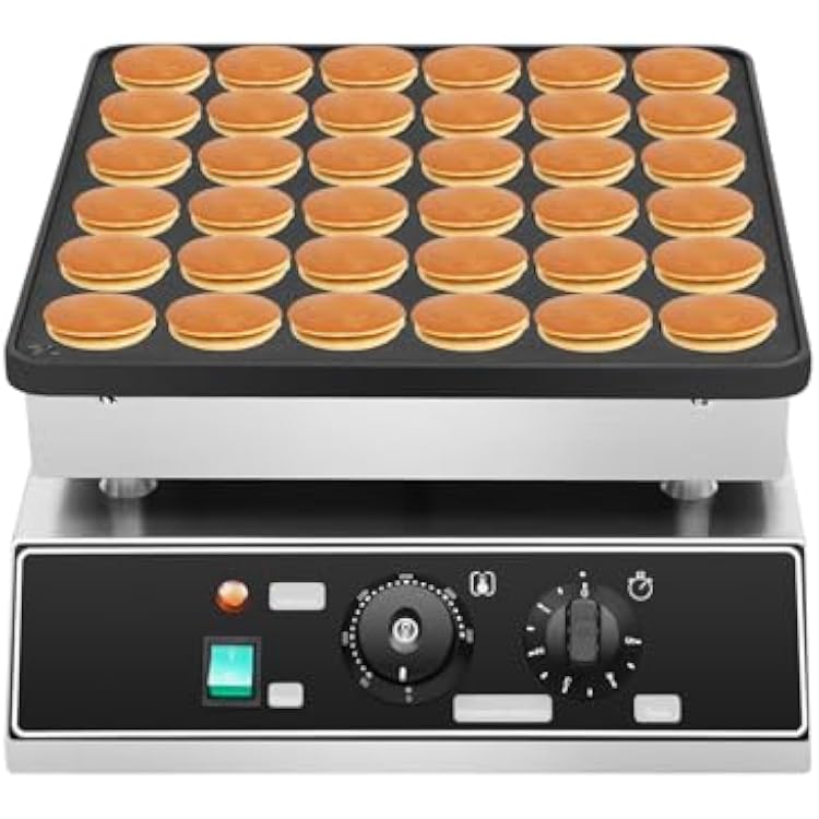 36 Holes Electric Mini Pancakes Maker Machine, 1000W Commercial Dutch Mini Pancake Griddle, Commercial Pancake Maker Machine, Ideal for Breakfast, Snacks, Desserts,Fast Cooking 1-5min