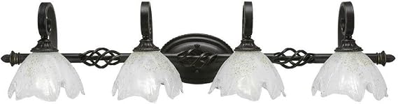 Toltec Lighting Elegante 4 Light Bath Vanity Light Finish: Dark Granite, Shade Size: 7", Shade Color: Gold Ice