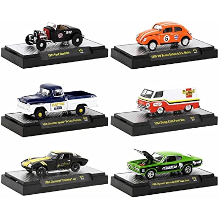 M2 Auto-Thentics 6 Piece Set Release 76 in Display Cases Limited Edition 164 Diecast Model Cars Machines 32500-76