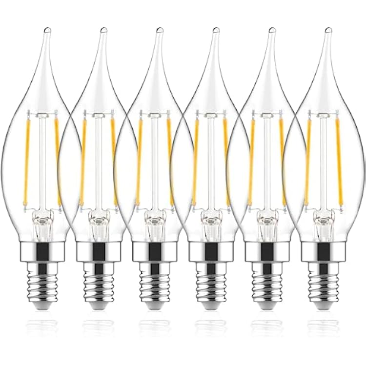Sengled Candelabra Led Light Bulbs Dimmable, E12 Led Bulb 60 Watt Equivalent, CA10 Flame Tip Chandelier Light Bulbs, 5000K Daylight Candle Type, 6 Count Pack of 1