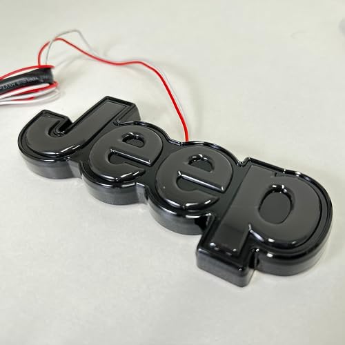 AUTOGEM Jeep Lighted Fender Emblem LED Side Badge Silver Face Black Housing 2PCS Set