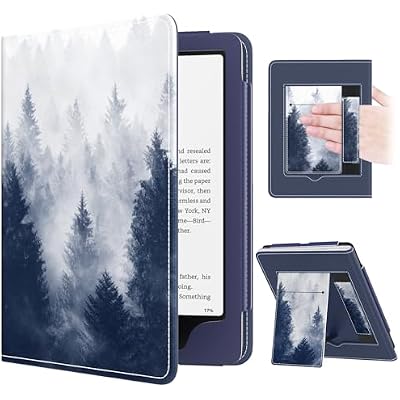 MoKo Case for 7"/6.8" Kindle Paperwhite(12th/11th Generation-2024/2021) and Kindle Colorsoft Signature Edition, Slim PU Shell Cover Case with Auto-Wake/Sleep for Kindle Paperwhite 2024, Gray Forest