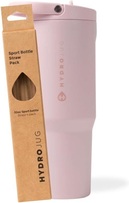 HydroJug Pink Sand 32oz Sport + Replacement Straws