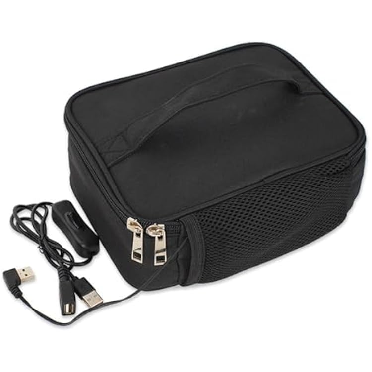 Portable Food Warmer, 12V Heated Lunch Bag USB Charging Lunch Box Mini Oven Microwave Oxford Warmer for Car Truck Travel Camping Office Home Use Black food for car hot container