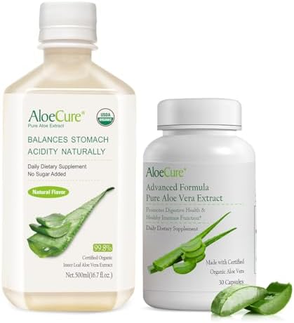 AloeCure Digestion Support Pack - Natural Aloe Juice, Aloe Vera 30 caps