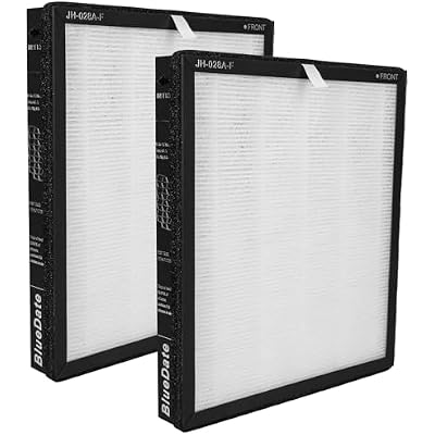 2 Pack BlueDate JH-028A JH-028A-F Original Air Purifier Replacement Filter, 3 in 1 H13 ture HEPA Air Filter for Bedroom and Office