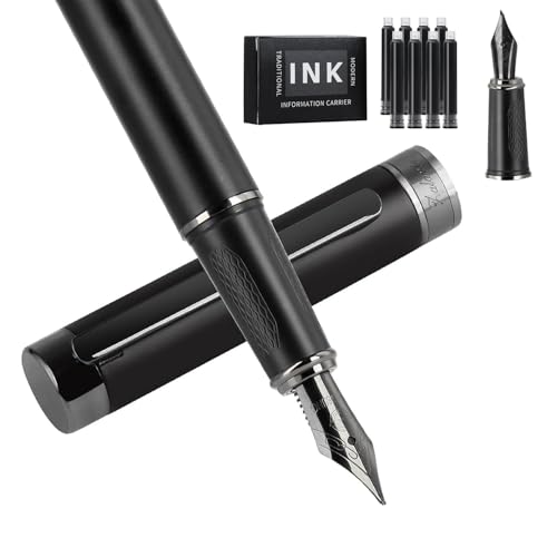 Fountain pen, luxury pen, Nice pen gift, pure copper heavy feel Office Executive Pen Smooth Writing Pens for Men Funcy Pens with Gift Case 10 black ink cartridges Black