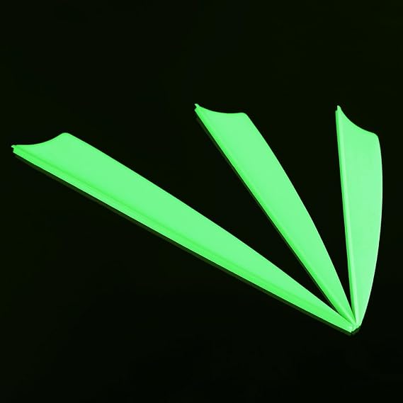 1.75"/2"/2.5"/3"/4" Green Luminated Arrow Fletching Plastic Arrow Feather